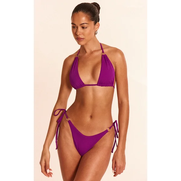 Purple Mini O Ring High Apex Triangle Bikini Top