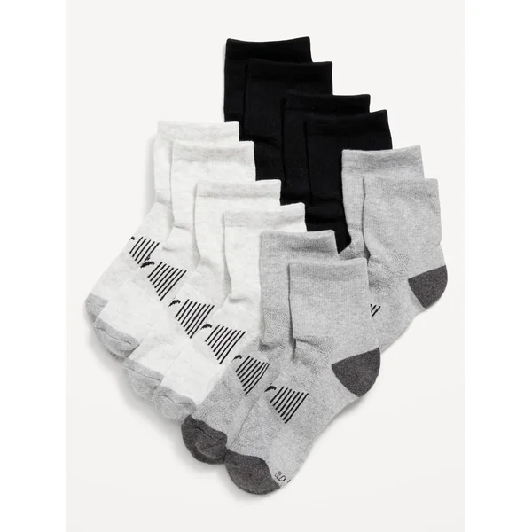Quarter Crew Go-Dry Performance Socks 6-Pack for Boys - Gray