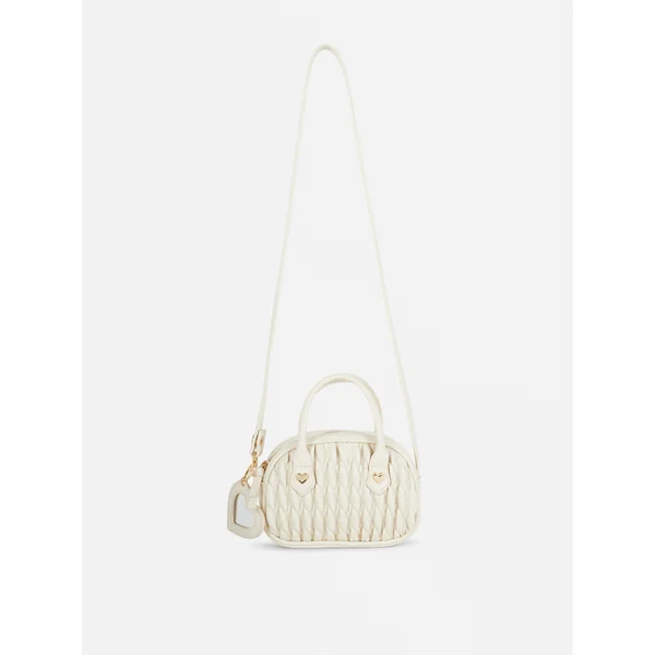 Quilted Faux Leather Crossbody Bag - Ivory