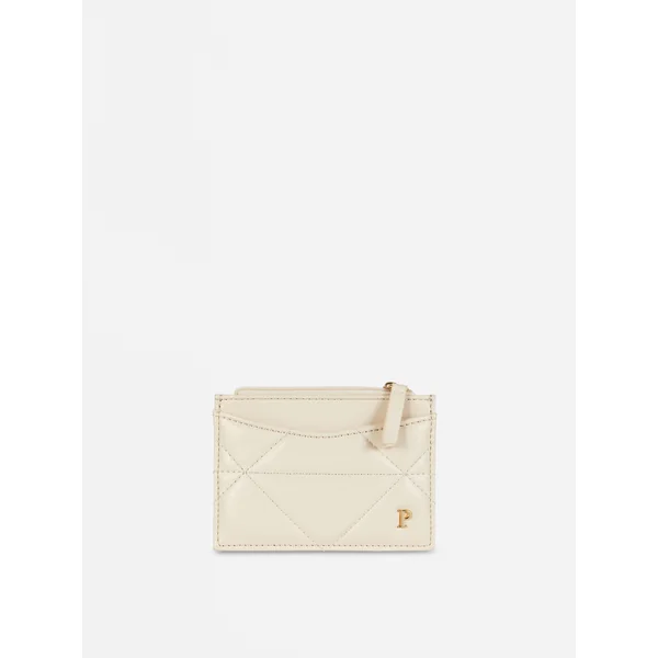 Quilted Initial Card Holder - Ivory