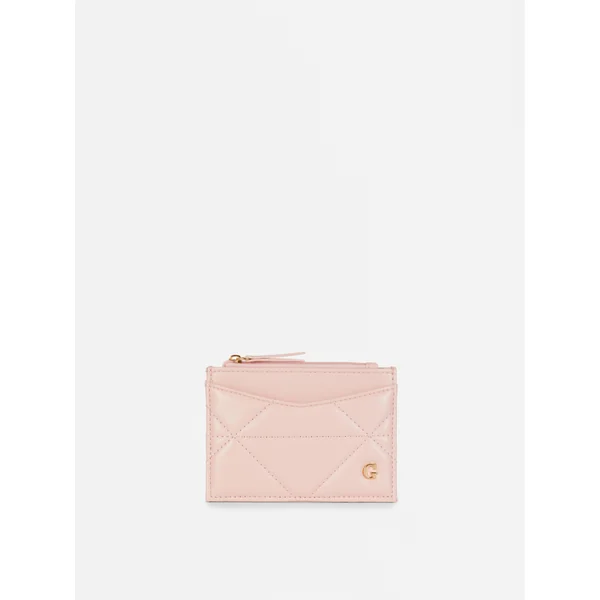 Quilted Initial Card Holder - Pink