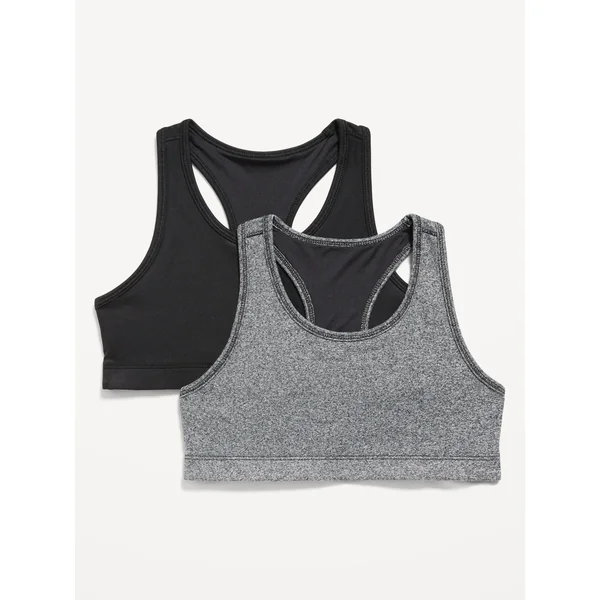 Racerback PowerPress Sports Bra 2-Pack for Girls - Black Jack