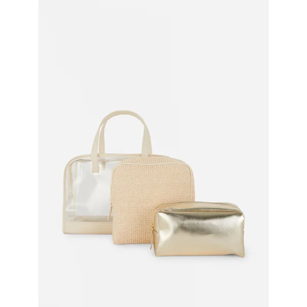 Raffia 3-in-1 Toiletry Bag Set - Natural