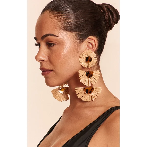Raffia Resin Center Pendant Statement Earrings