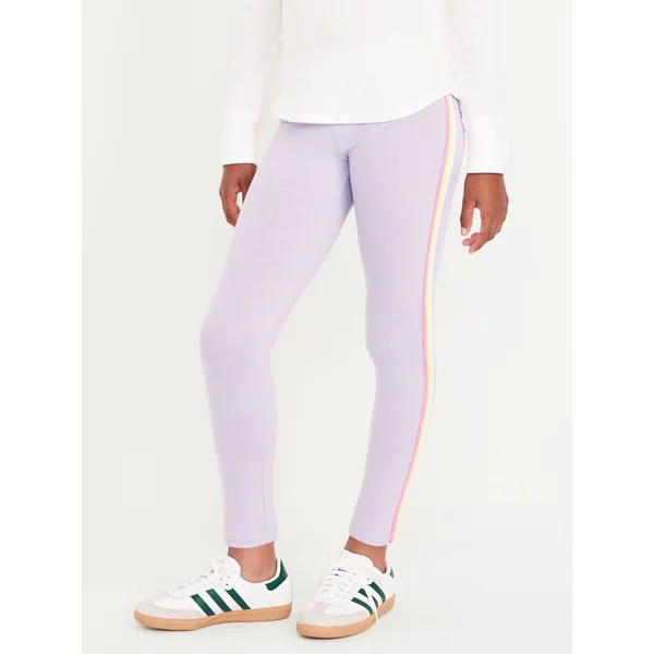 Rainbow Stripe Leggings for Girls - Lavender Aura