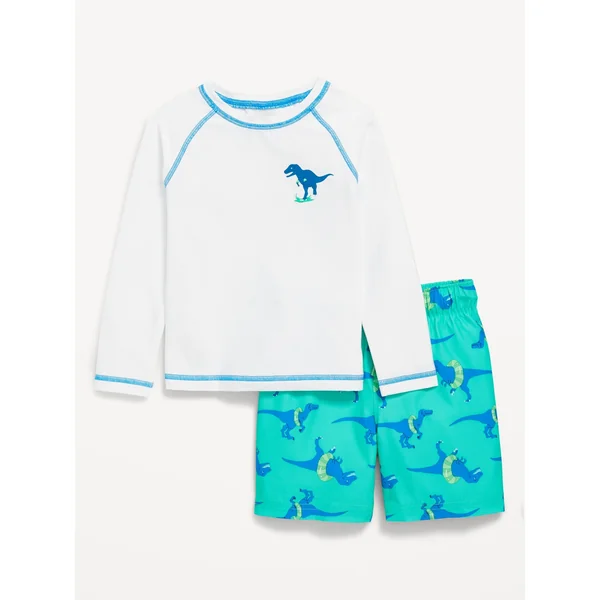 Rashguard Swim Top and Trunks for Toddler Boys - Dinos