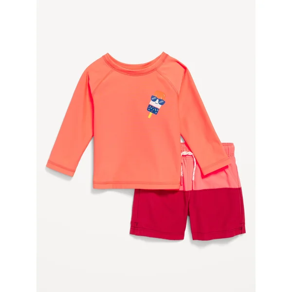 Rashguard Swim Top & Trunks Set for Baby - Sundream Neon
