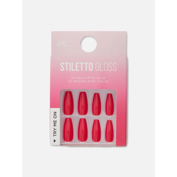 Raspberry Stiletto Stick-On Faux Nails - Dark Pink