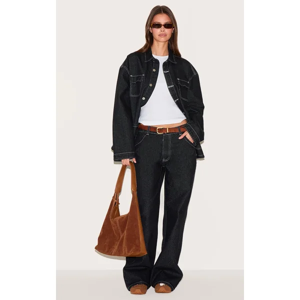 Raw Indigo Mid Rise Wide Leg Jeans