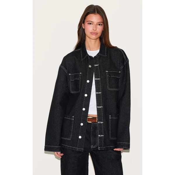 Raw Indigo Pocket Detail Washed Denim Shirt