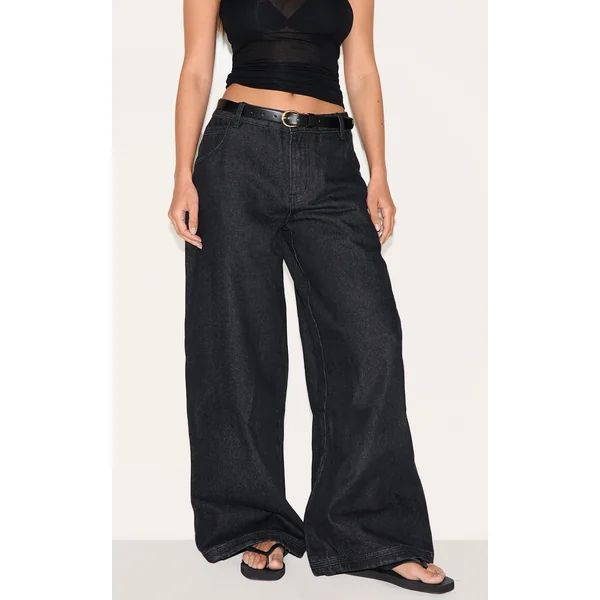 Raw Indigo Seam Detail Low Rise Baggy Jeans