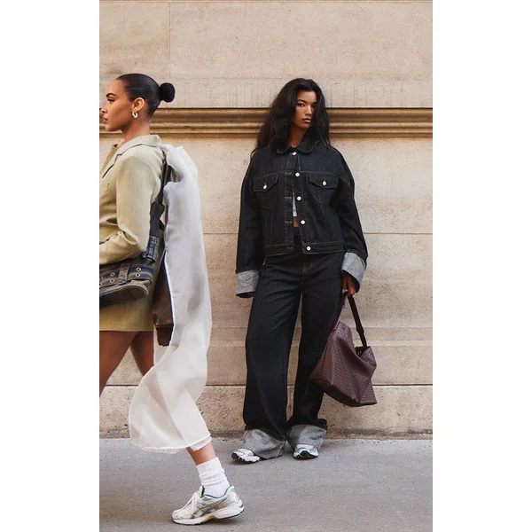 Raw Indigo Wash Contrast Stitch Turn Up Hem Wide Leg Jeans