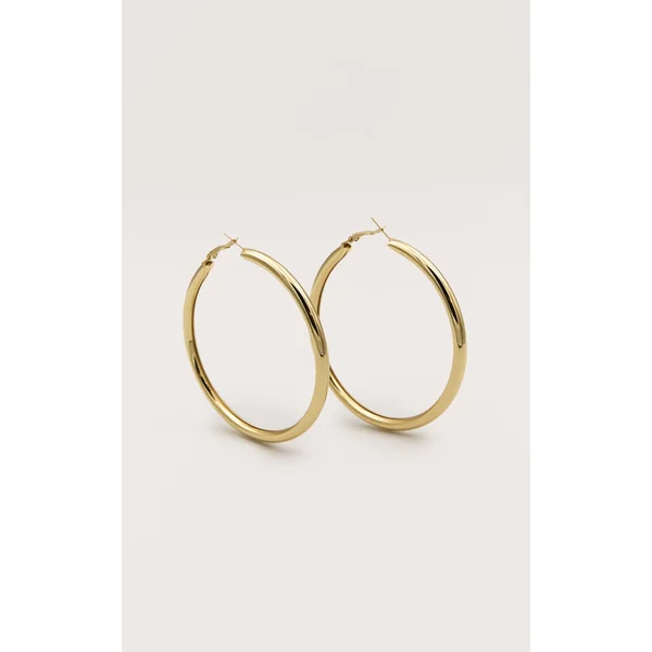 Real Gold Plated Large Thick Hoop Earrings