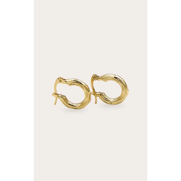 Real Gold Plated Mini Twist Detail Thin Hoop Earrings