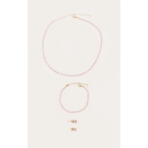 Real Gold Plated Pink Gifting Tennis Set