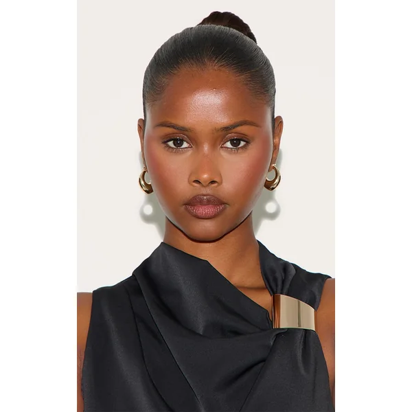 Real Gold Plated Thick Tubular Hoop Earrings