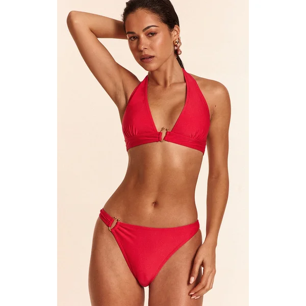 Red Gold Trim Tanga Bikini Bottoms