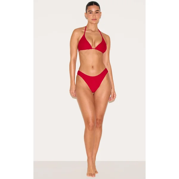 Red Lace Tie Side Bikini Bottoms