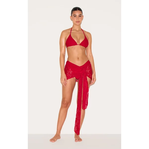 Red Lace Tie Side Sarong