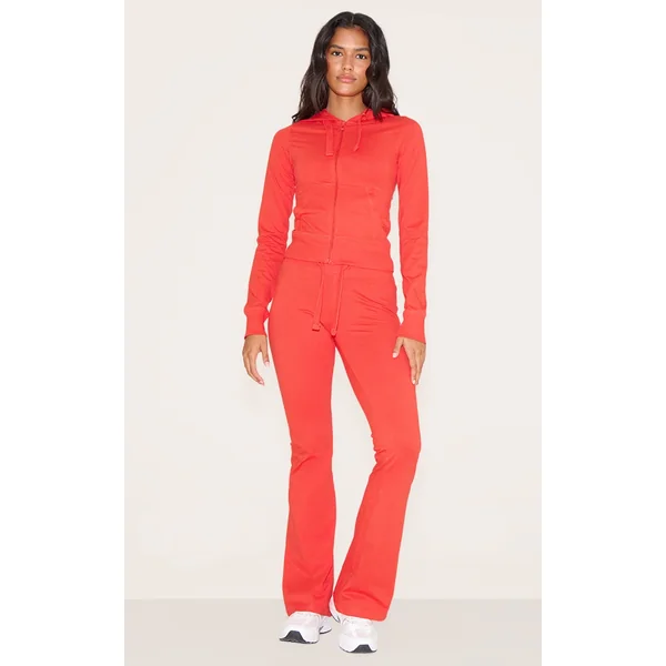 Red Low Rise Skinny Flare Pants