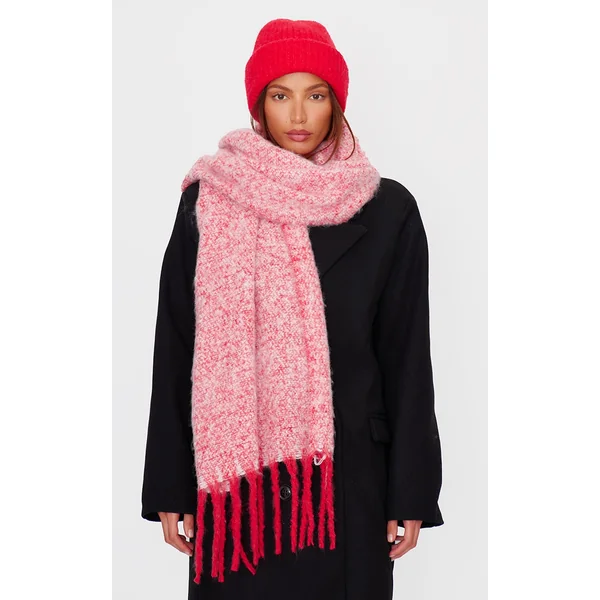 Red Marl Tassel Blanket Scarf