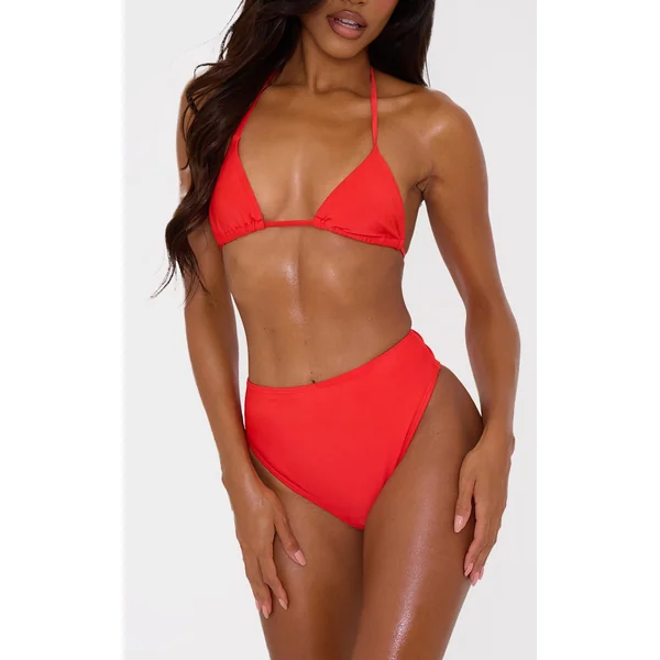 Red Mix & Match High Waisted High Leg Bikini Bottoms