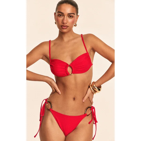 Red O Ring Trim Bikini Top