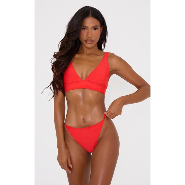 Red Plunge Mix & Match Bikini Top