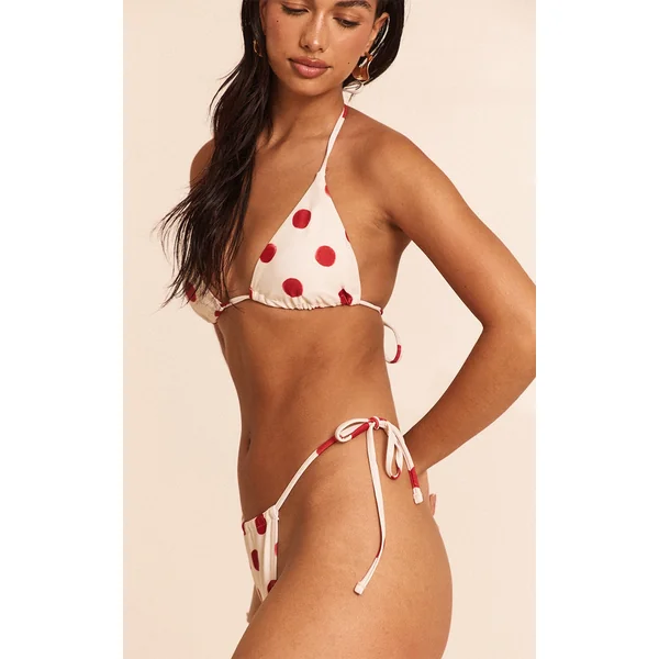 Red Polka Dot Triangle Bikini Top