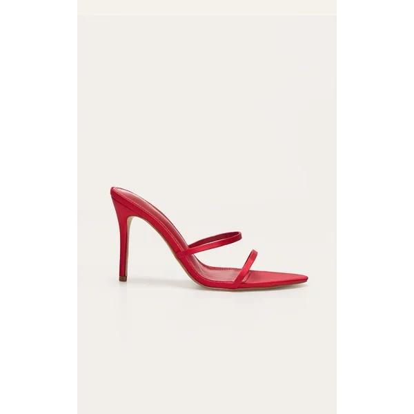 Red Pu Point Toe Sling Back High Stiletto Heeled Sandals