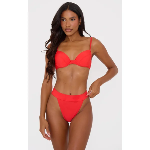 Red Push Up Cupped Underwired Mix & Match Bikini Top