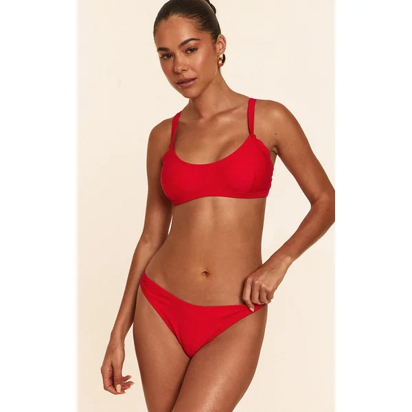Red Scoop Bikini Top