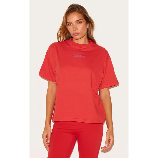 Red Sport Collective Printed Boxy Oversized T Shirt