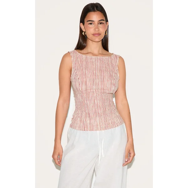 Red Striped Long Top