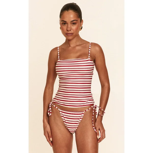Red Striped Tankini Top