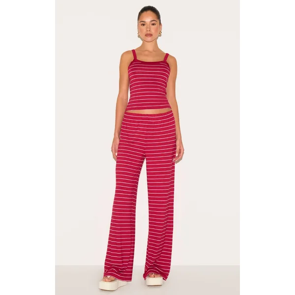 Red Striped Wide Leg Pants