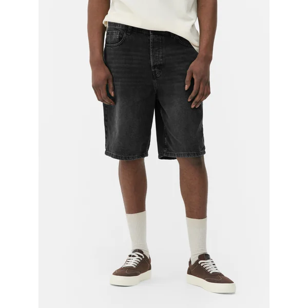 Relaxed Denim Shorts - Black