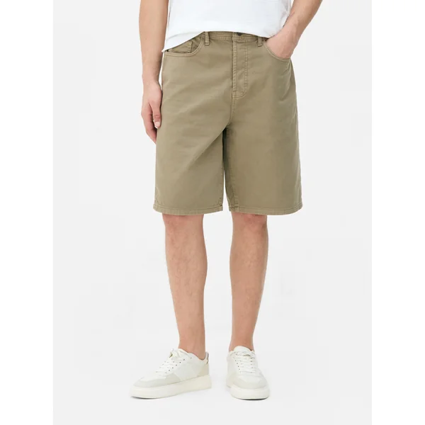 Relaxed Denim Shorts - Olive