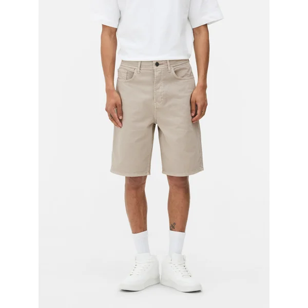 Relaxed Denim Shorts - Stone