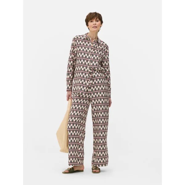 Relaxed Printed Shirt - Dark Red