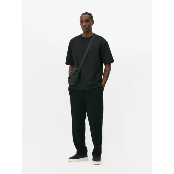 Relaxed Seersucker T-Shirt - Black