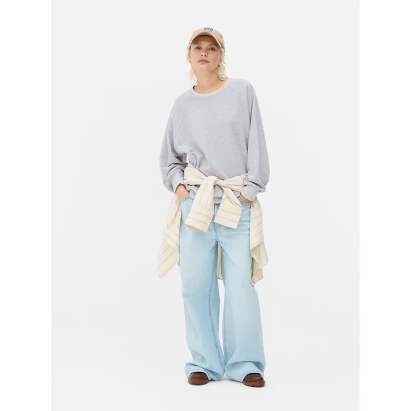 Relaxed Side Split Sweatshirt - Gray Heather