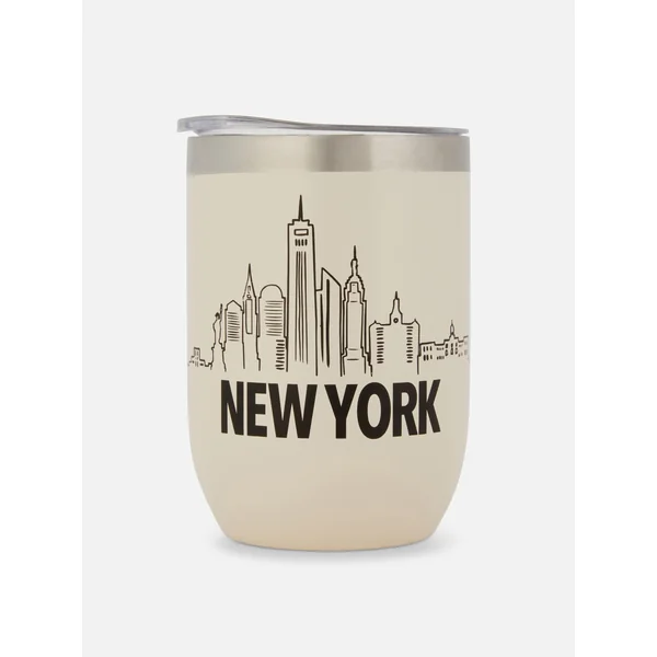 Reusable New York Coffee Cup - White/Black