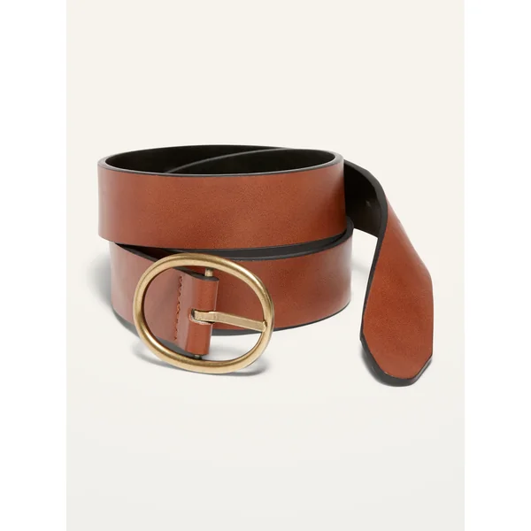 Reversible Faux-Leather Belt For Women (1.25-Inch) - Black/Cognac