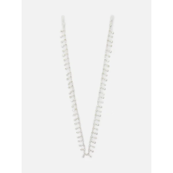 Rhinestone Shell Sunglasses Chain - Silver