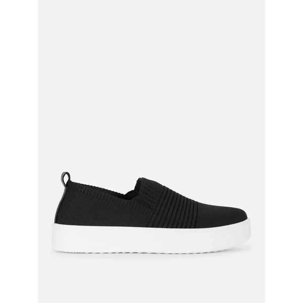 Rib Knit Sneakers - Black