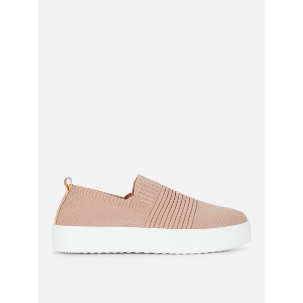 Rib Knit Sneakers - Natural
