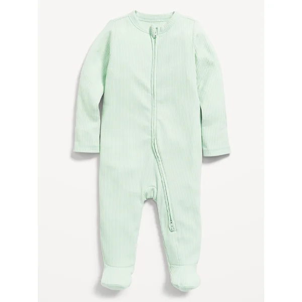 Ribbed 2-Way-Zip Sleep & Play Footed One-Piece for Baby - Mint Mist