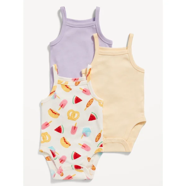Ribbed Cami Bodysuit 3-Pack for Baby - Lavender Aura