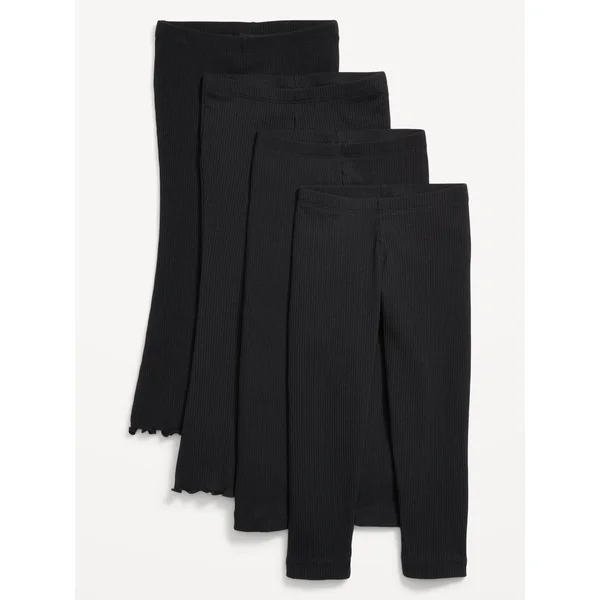 Ribbed Flare-Leg and Leggings 4-Pack for Toddler Girls - Black Jack